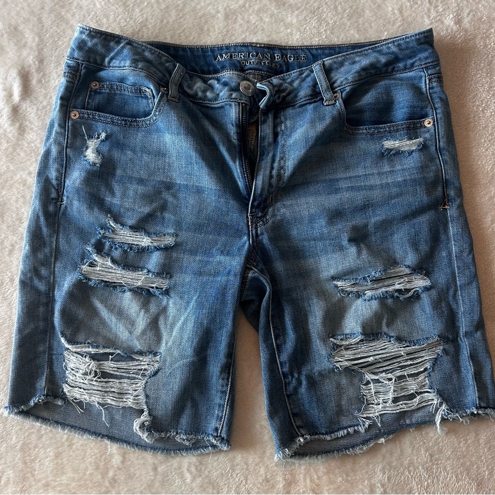 American Eagle Outfitters Women’s Distressed Blue Denim Shorts